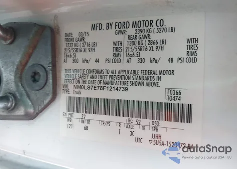 2015 Ford Transit Connect Xl from USA, damaged, VIN NM0LS7E78F1214739